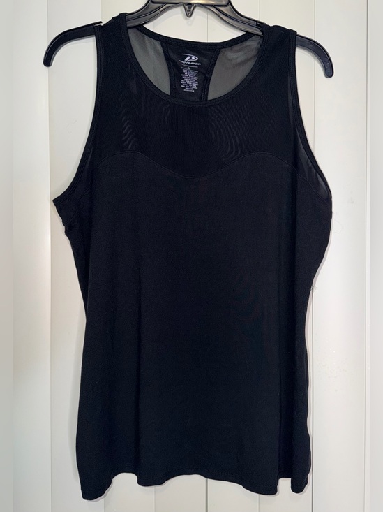 Pro Player Tops - Pro Player Women's Athletic Tank Black Sleeveless Mesh Top Portion Sz L Gym